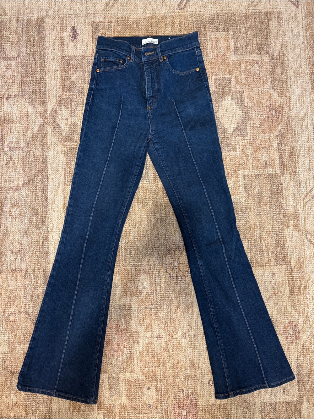 LOFT Dark Blue Boot Cut Jeans with Center Seams